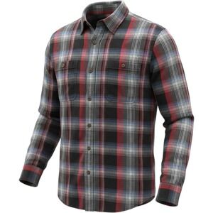 Duluth Trading Co Mens Large Relaxed Fit‎ Plaid Flannel Button Down Shirt Red